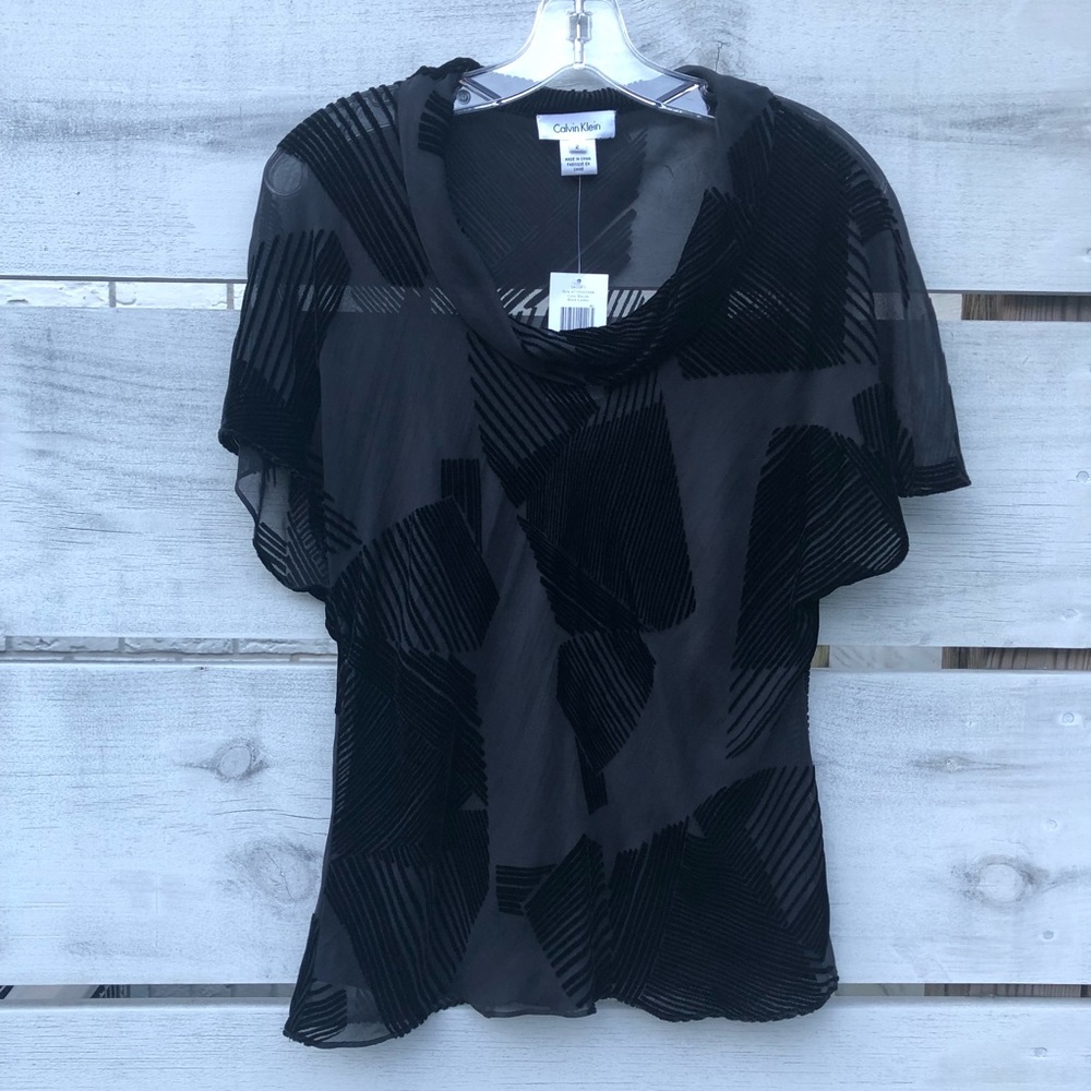 NEW Calvin Klein Sheer Witchy Burnout Velvet Fairy Grunge Whimsigoth Top Y2K